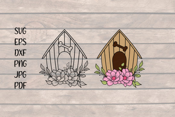 Floral Dog House SVG for Real Projects