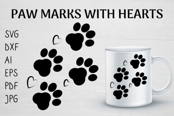 PAW MARKS with HEARTS DOG LOVER SVG PNG