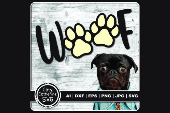 WOOF Dog Paw Prints